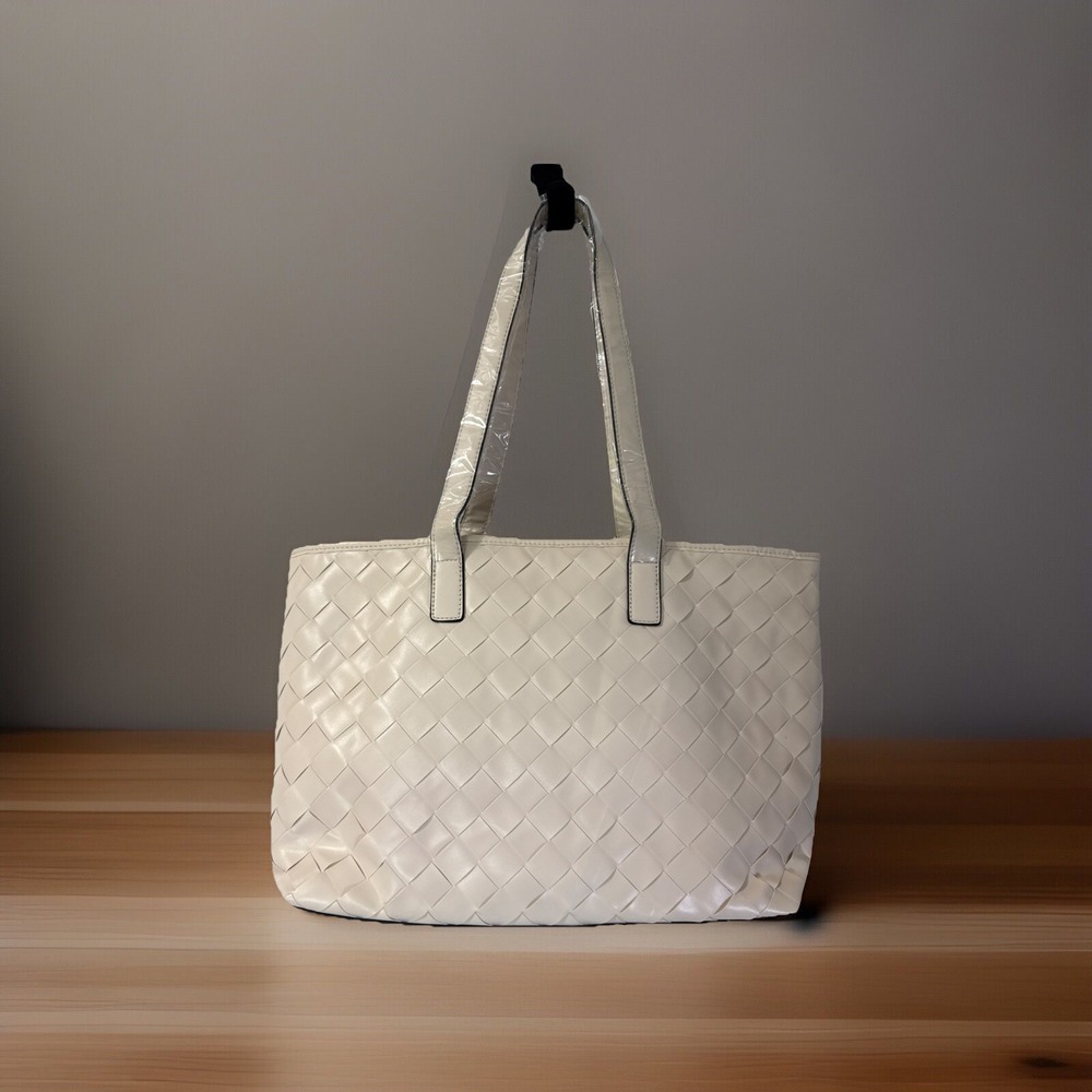 Women Woven Travel Handbags Shoulder Vegan Tote Bag Beige with Makeup Bag‎